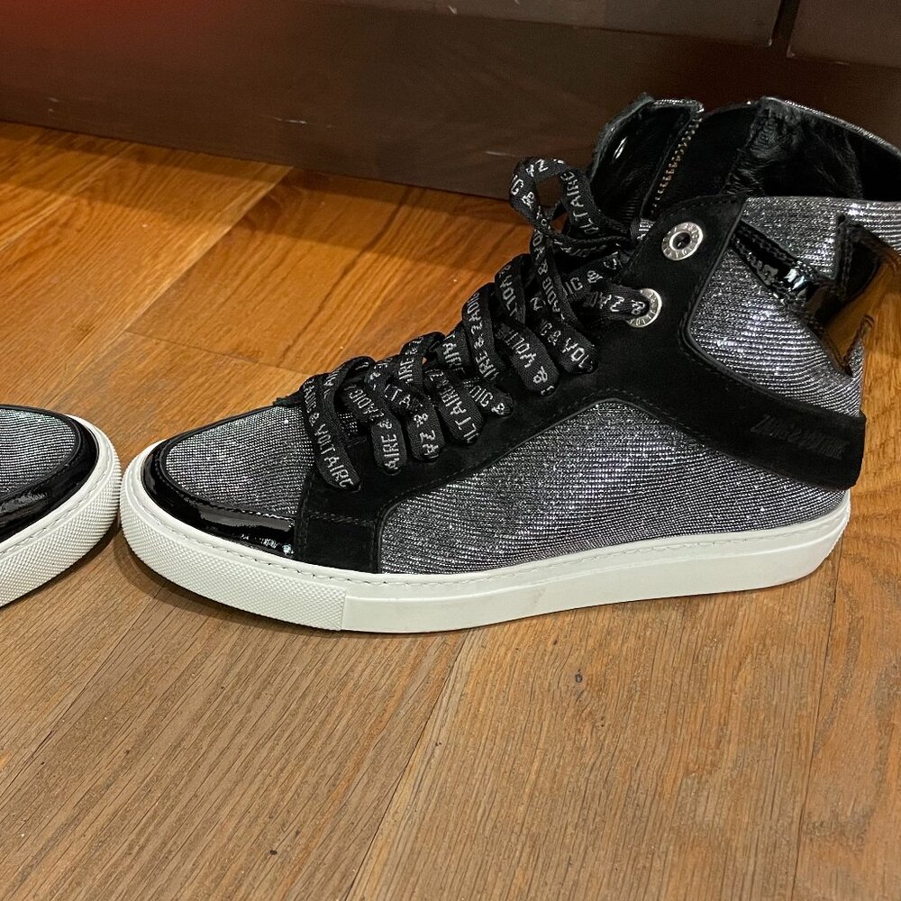 Zadig & Voltaire Women's ZV1747 High Flash Sparkle High Top Suede Sneakers - Picture 6 of 6